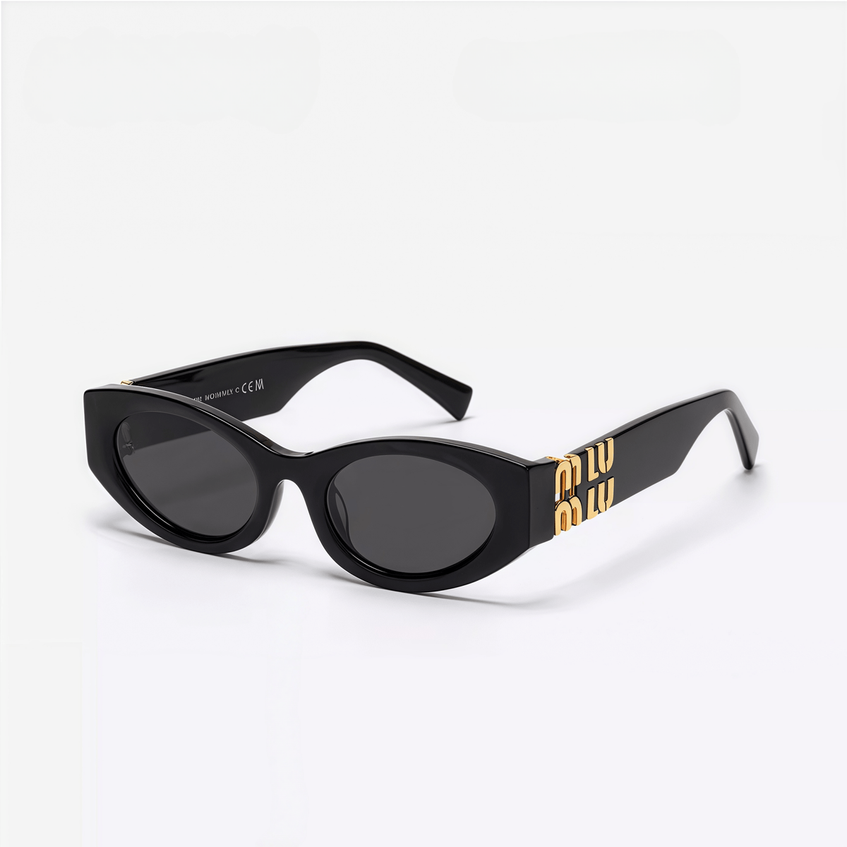 Velnoir Mira Vué Ovale Statement Sonnenbrille Schwarz Glanz mit Goldakzent