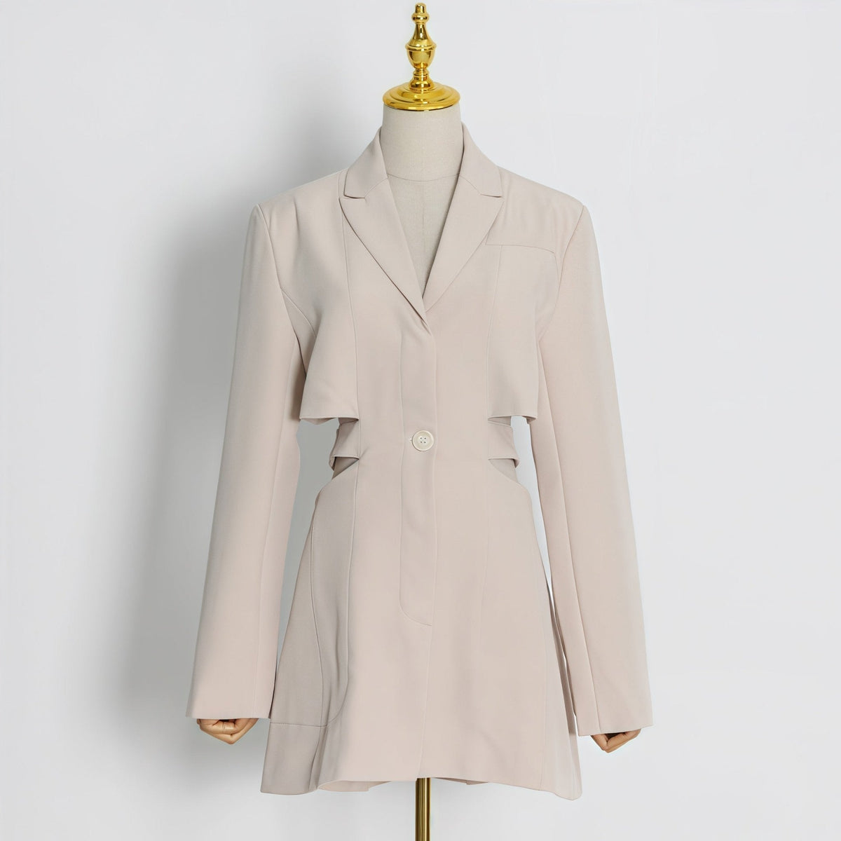 Eleganter Capucine Blazer-Kleid mit Ein-Knopf, Notch-Revers und seitlichen Cut-Outs