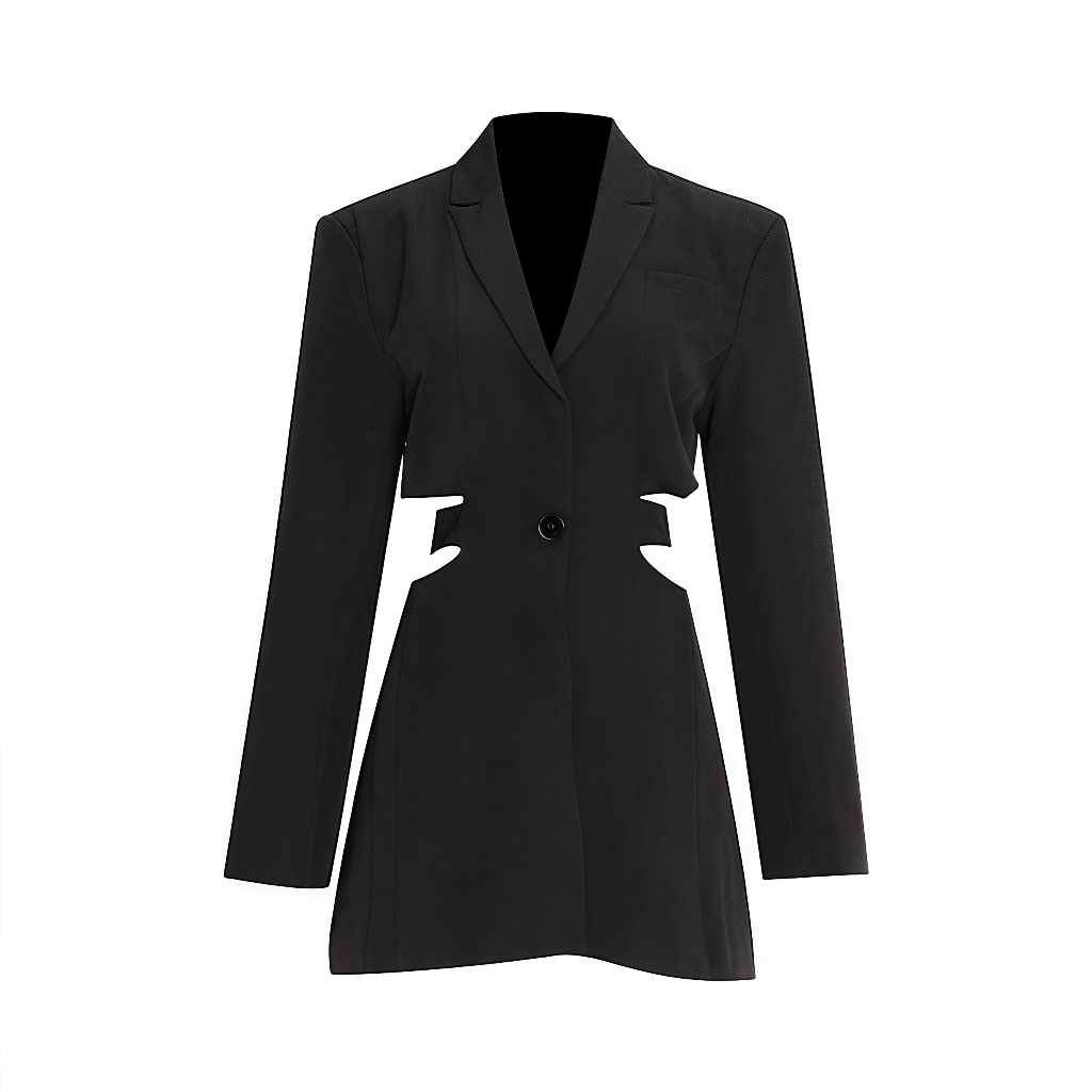 Eleganter Capucine Blazer-Kleid mit Ein-Knopf, Notch-Revers und seitlichen Cut-Outs