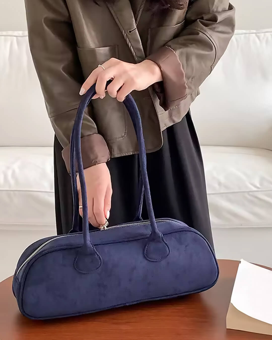 Aveline Vegane Wildleder Handtasche Weiche Schultertasche für Damen