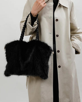 Loreen Kunstfell Tragetasche mit schicker Metallkette für Damen