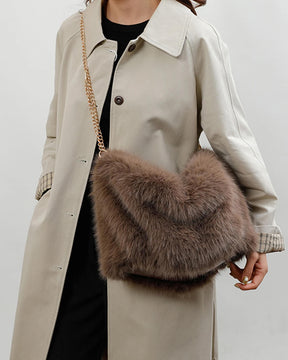 Loreen Kunstfell Tragetasche mit schicker Metallkette für Damen