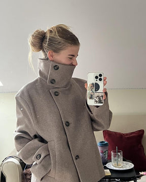 Elegante SOERA Ramona Damen Jacke Beige Stehkragen Einreihig Herbst