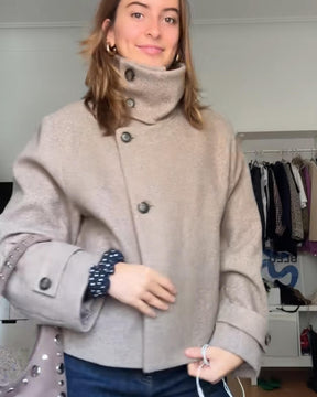 Elegante SOERA Ramona Damen Jacke Beige Stehkragen Einreihig Herbst