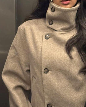 Elegante SOERA Ramona Damen Jacke Beige Stehkragen Einreihig Herbst