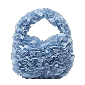 Velnoir™ Leflá Glänzende Satin Rüschen Hobo Mini Tasche Elegante Abend Handtasche