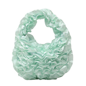 Velnoir™ Leflá Glänzende Satin Rüschen Hobo Mini Tasche Elegante Abend Handtasche